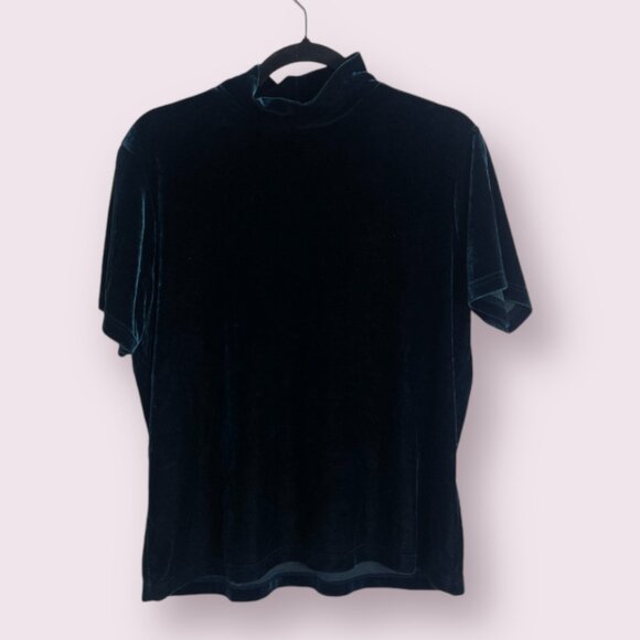 White Stag Tops - Velvet Classy Mock Neck Turtleneck Chic Glam Artsy Dressy Coquette Blouse Top